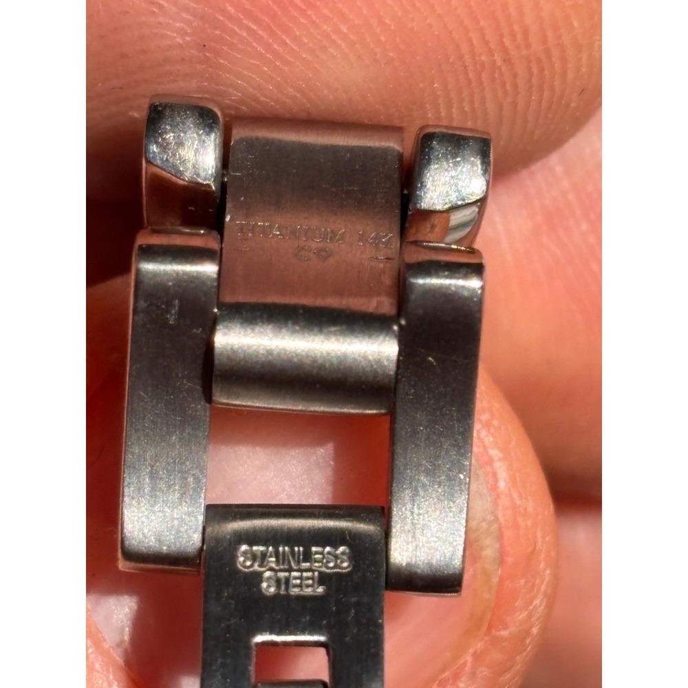 Zales Titanium 14K gold Bracelet 7.5" Stainless Clasp - Picture 3 of 6